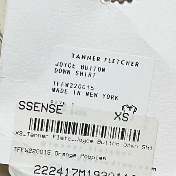 Rare NWT Tanner Fletcher WHITE JOYCE SHIRT IN ORANGE POPPIES Mens Sz XS Women - Picture 6 of 8